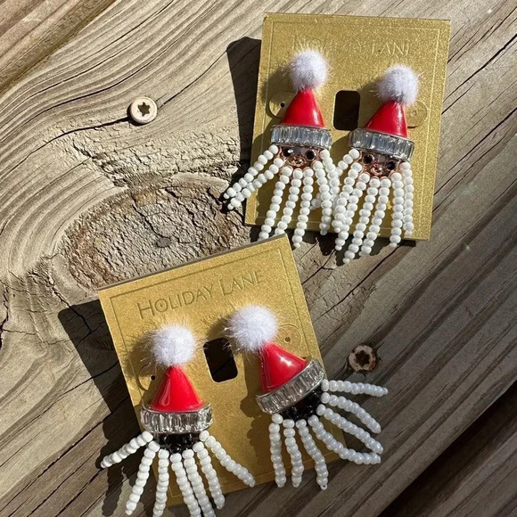 SANTA CHRISTMAS PEARL CHARTER CLUB EARRINGS - Picture 7 of 11